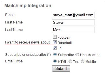 Joomla! subscription form for Mailchimp